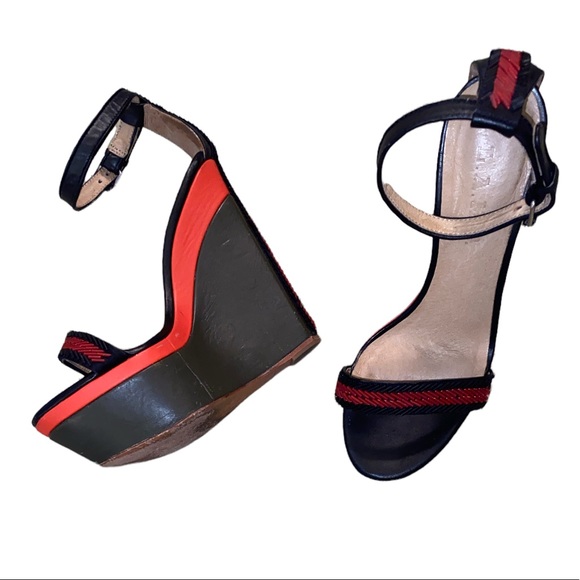 L.A.M.B Penny Beaded Colorblock Platform Wedge Sandals - 7 - Picture 2 of 15